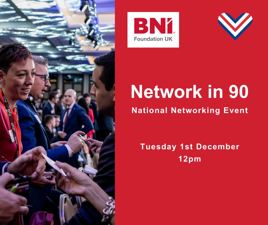 CH_Lawson's tweet photo. We're really looking forward to our Network in 90 event which is TOMORROW at 12pm. It's an opportunity to network with business leaders across the country, plus all proceeds will go to the @bnifoundation #networkin90 #bniuk #networkingevent https://t.co/sdoSA5mIV6