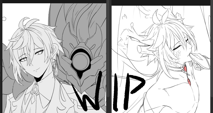 can't finish in time for zhongli's banner tmr so imma just post these first for more luck ? 2 different wips haha 