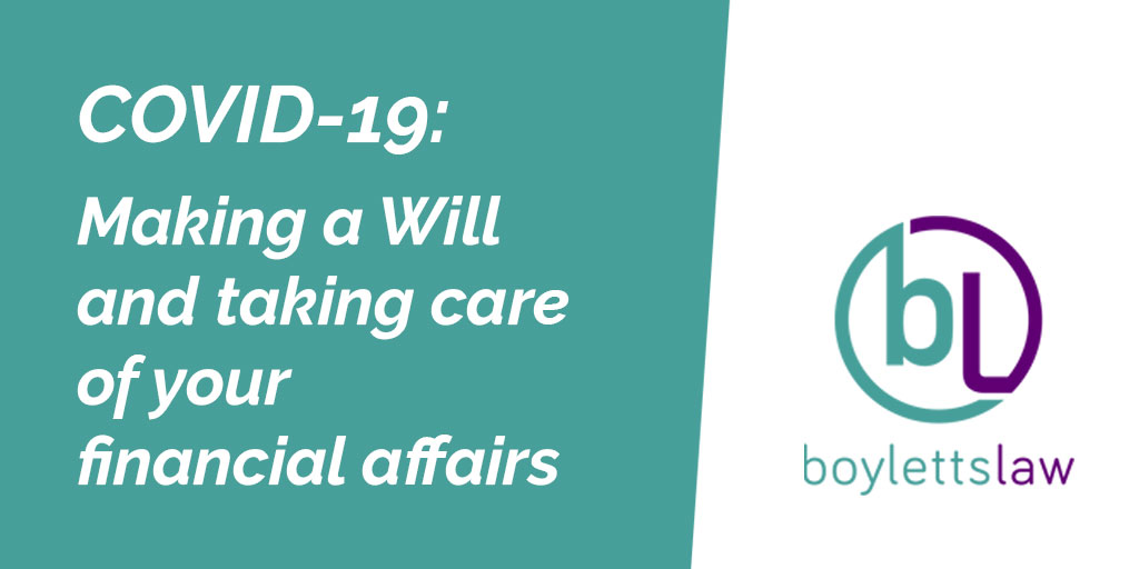 One of the most common questions we are asked at the moment is how your legal affairs can be put in order during the Coronavirus Pandemic. So we have put together this guide which we hope will answer some of your questions 
shorturl.at/fizEJ
#MakeAWill #COVID19 #Coronavirus