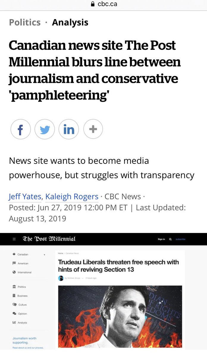 Jeff Ballingall is also Chief Marketing Officer (& co-owner, according to the National Post) of The  #PostMillennial (another owner is TPM founder, Matthew Azrieli, from the Azrieli multi-billionaire developer tycoon family). TPM is shared widely by  #Conservatives in both  & .