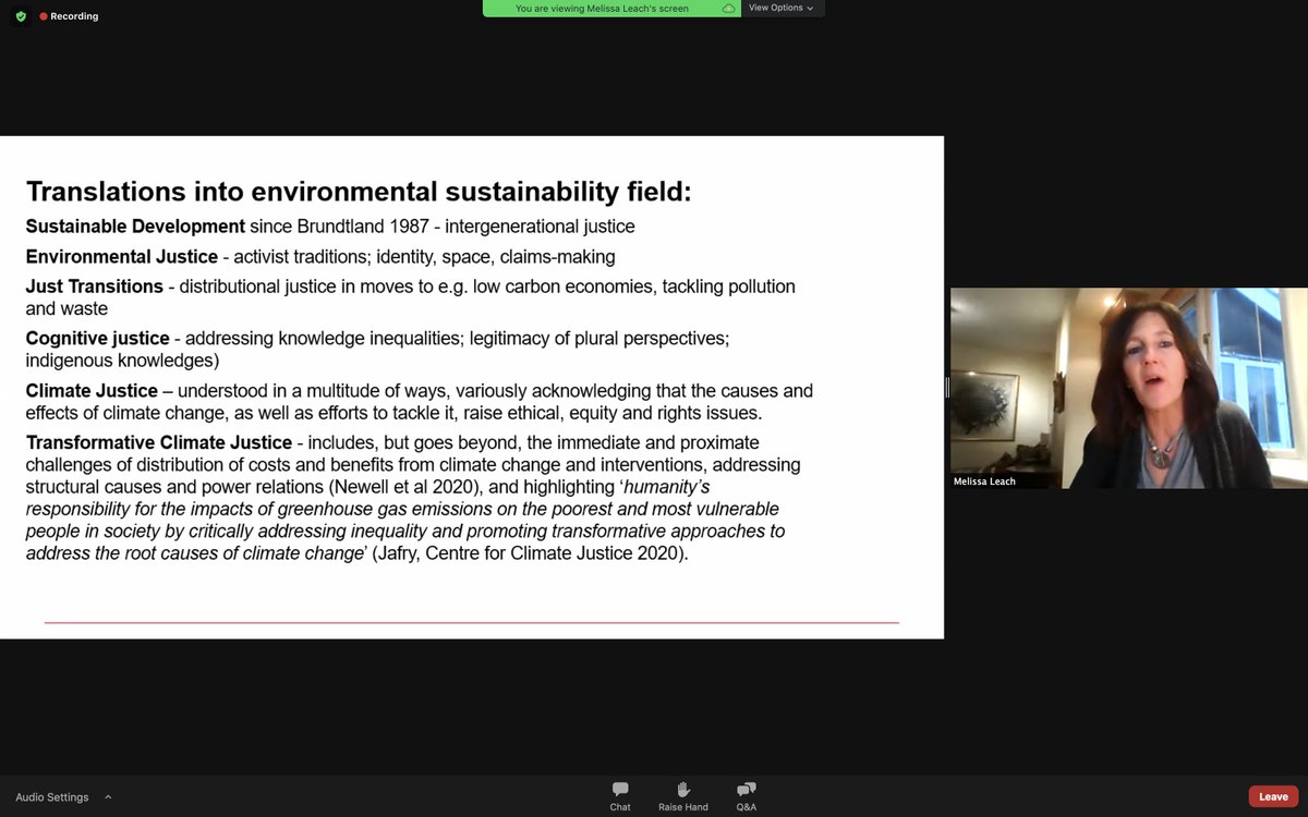 A whirlwind tour of 4 flavors of justice and how they relate to environmental justice, including  #ClimateJustice, from  @mleach_ids  @theNASEM.