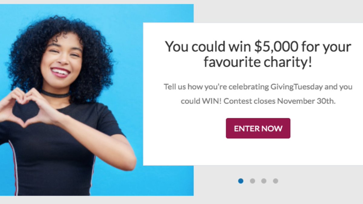 It's the FINAL DAY to enter the
<a href="/canadahelps/">CanadaHelps</a> comp!
They're offering the chance to win a $5,000 donation for the charity of your choice! To enter, let them know what you're doing to support your favourite charity this #GivingTuesdayCA 
Here's the link 👇bit.ly/35VCk9k
