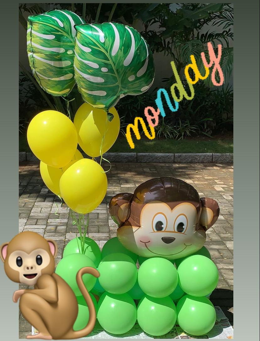 Monkey Monday!!! 
Bespoke balloon boquets for all occasions  at @twinklesthepartyshop 
#monkeylove #balloonsdecoration #bespokeballoons #heliumballoons🎈 #twinklesthepartyshop #partystorechennai