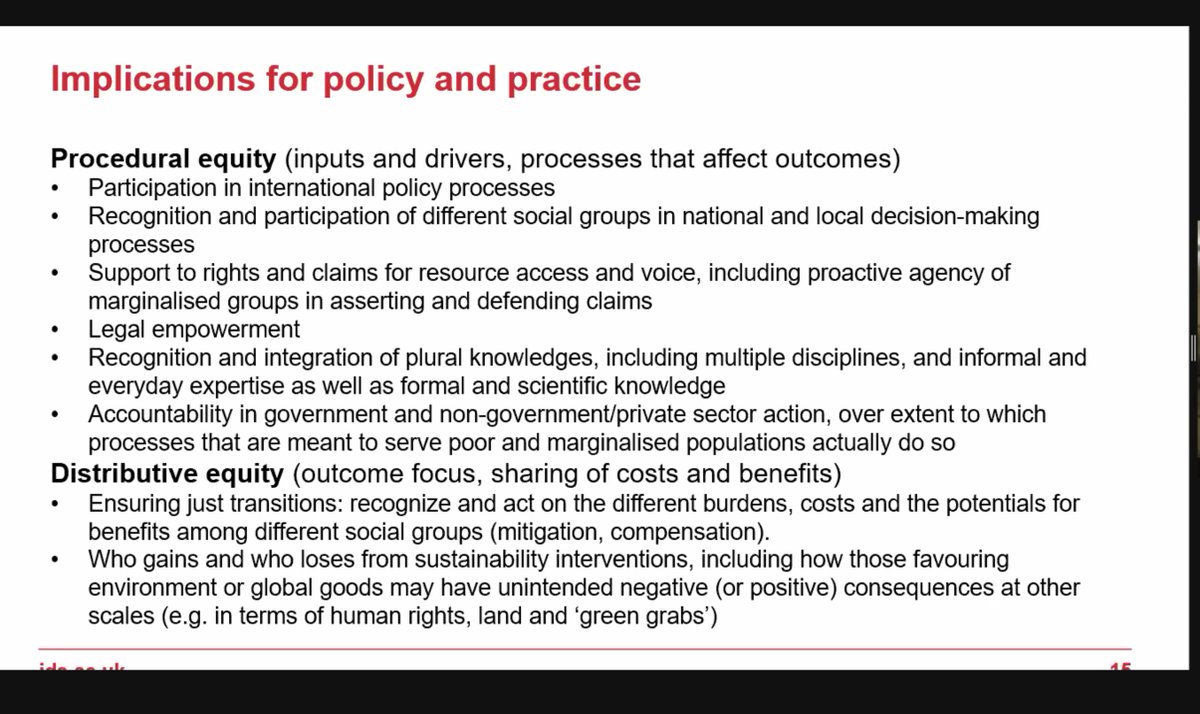 Procedural equity is what will deliver a  #JustTransition, argues  @mleach_ids, as well as attention to power relations and structural factors that allow/impede  #transformation.