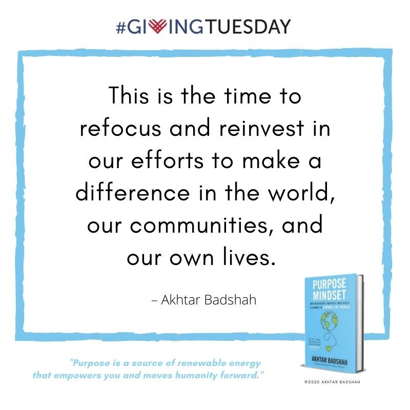 Akhtarbad's tweet image. Thank you to the countless organizations whose work ensures the most vulnerable in our communities are supported, cared for and fed. This #GivingTuesday falls amidst extraordinarily challenging times, when their work is even more critical. #PurposeMindset, #philanthropy