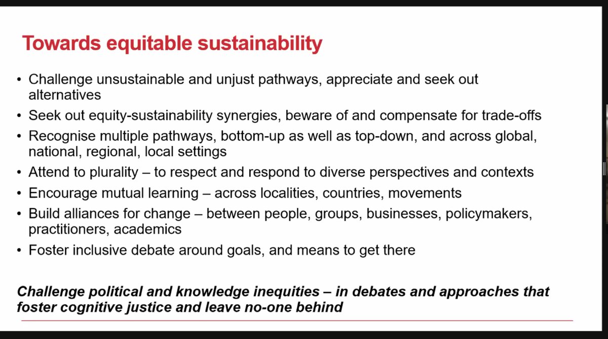 How to achieve equitable sustainability, from  @mleach_ids. For more, see her paper with  @BelindaReyers et al., "Equity and sustainability in the Anthropocene,"  https://doi.org/10.1017/sus.2018.12