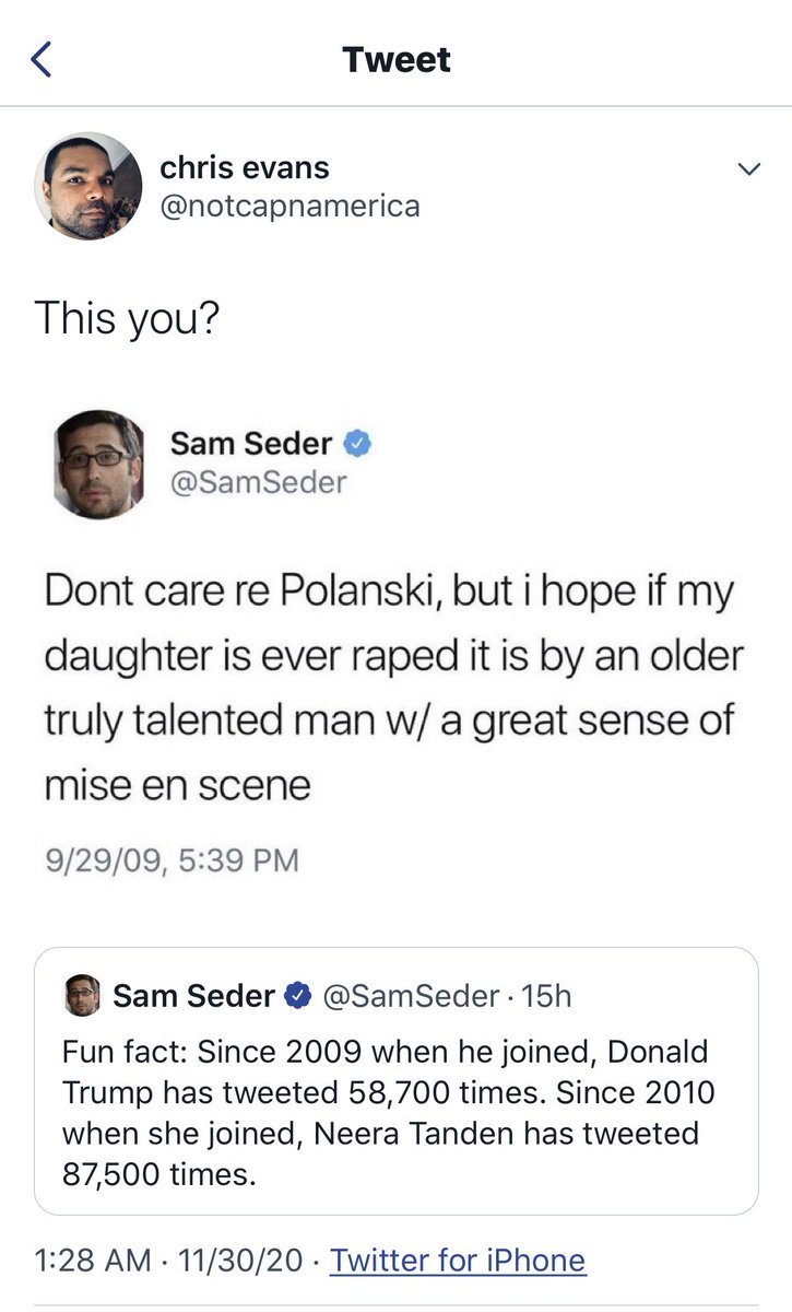 This guy works in the movie business so its even more reprehensible that he took Mike Cernovich’s cue to attack me for slamming rapist apologists back in 2009. Maybe he signed that pro polanski petition? @notcapnamerica https://t.co/F9v6vWR3Yf