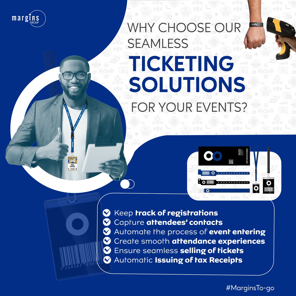 MarginsGroup's tweet photo. As the festive season draws near, event organizers are thinking of smart ways to work. You can make your events fluid for your attendees by using our event and ticketing systems. It’s time to rethink paper-based tickets for your events. #MarginsToGo #TicketSystems https://t.co/lcDVE42rj0