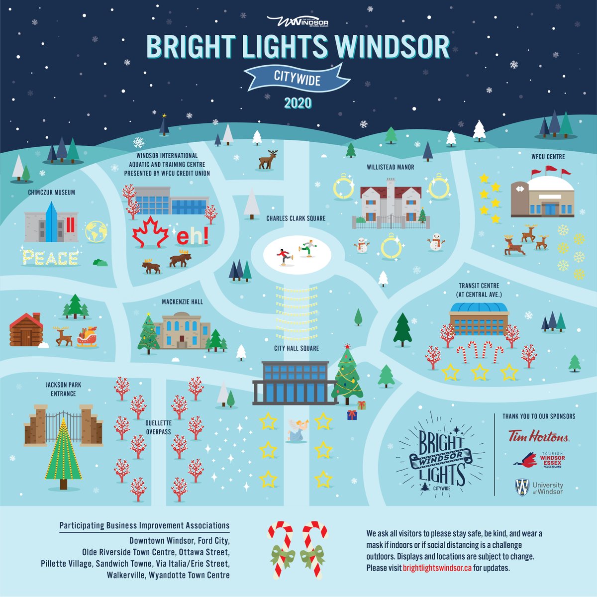 We're pleased to introduce a reimagined #BrightLightsWindsor for 2020 that can be safely enjoyed across town in the absence of our traditional event at Jackson Park. Until January 10, Bright Lights Windsor – Citywide will #LightUpWindsor. Learn more: ow.ly/Kez350CydJu #YQG