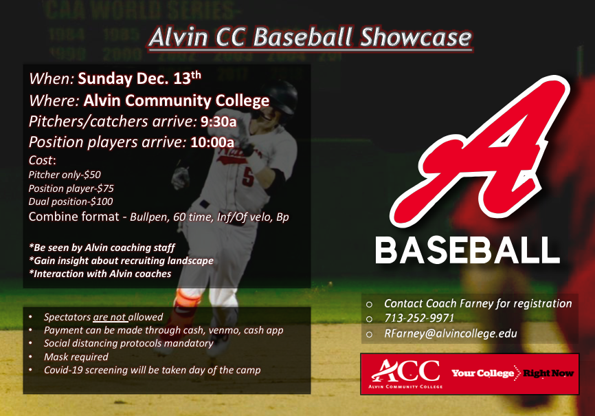 Don't miss our last showcase of the year!

📆 When? Sunday, December 13th

📍 Where? Alvin CC-Philips Field 

Text/e-mail/DM for more info!
#FinsUp