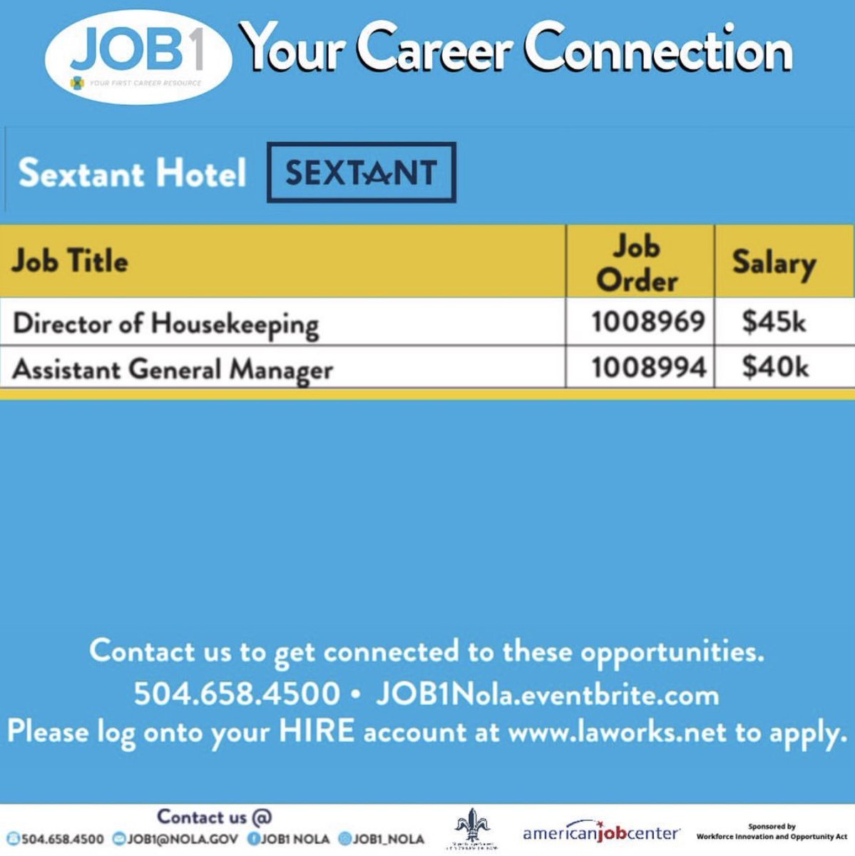 mayorcantrell's tweet photo. #JOBS: Are you in search of a career? Let JOB1 assist you. Connect at https://t.co/W9OkxIQHNT or call 504.658.4500 for more information. #cityofyes #worknola #nolajobs #nola #neworleans #nolacareers #hirenola #maskupnola #cityofyes https://t.co/oH1GJRJdXz