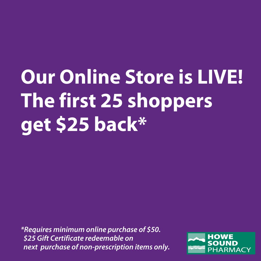 HoweSoundRx's tweet image. Our #OnlineStore is #Live! 
howesoundpharmacy.ca/shop/
Check out our #Health &amp;amp; #Wellness products! 1st 25 to order $50 or more online (not including rxs) will receive $25 off towards next purchase!*
#cybermonday #caringbeyondmedications #pharmacygibsons #shoplocal #supportlocal