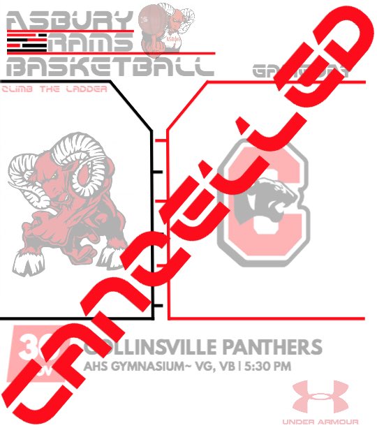 ATTENTION RAMNATION!! Tonight’s Games with the Collinsville Panthers have been cancelled!! PLEASE SHARE AND SPREAD THE WORD!!! <a href="/AHS_Rams/">Asbury High School</a>  @CP_AHSRams <a href="/pahgee1/">Paige A. Pelham</a> @DranRTR <a href="/eric_rainer/">Eric Rainer</a>