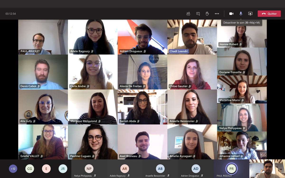 La promotion 2020-2021 entame une nouvelle semaine de cours à distance. Merci à toute l’équipe enseignante qui faisant preuve d’adaptation, continue de nous dispenser des enseignements de qualité.