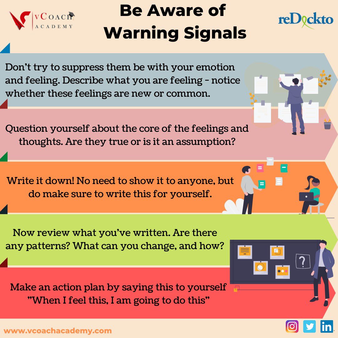 ReDockto's tweet photo. Once you have identified the signals which are common triggers, learn ways on how to cope with them.

Warning Signs of Declining Mental Health - Part 3/3

#mentalhealthawareness #mentalhealthmatters #mentalhealth #warningsigns #care #redockto #vCoachAcademy https://t.co/g3DAnt5YPI