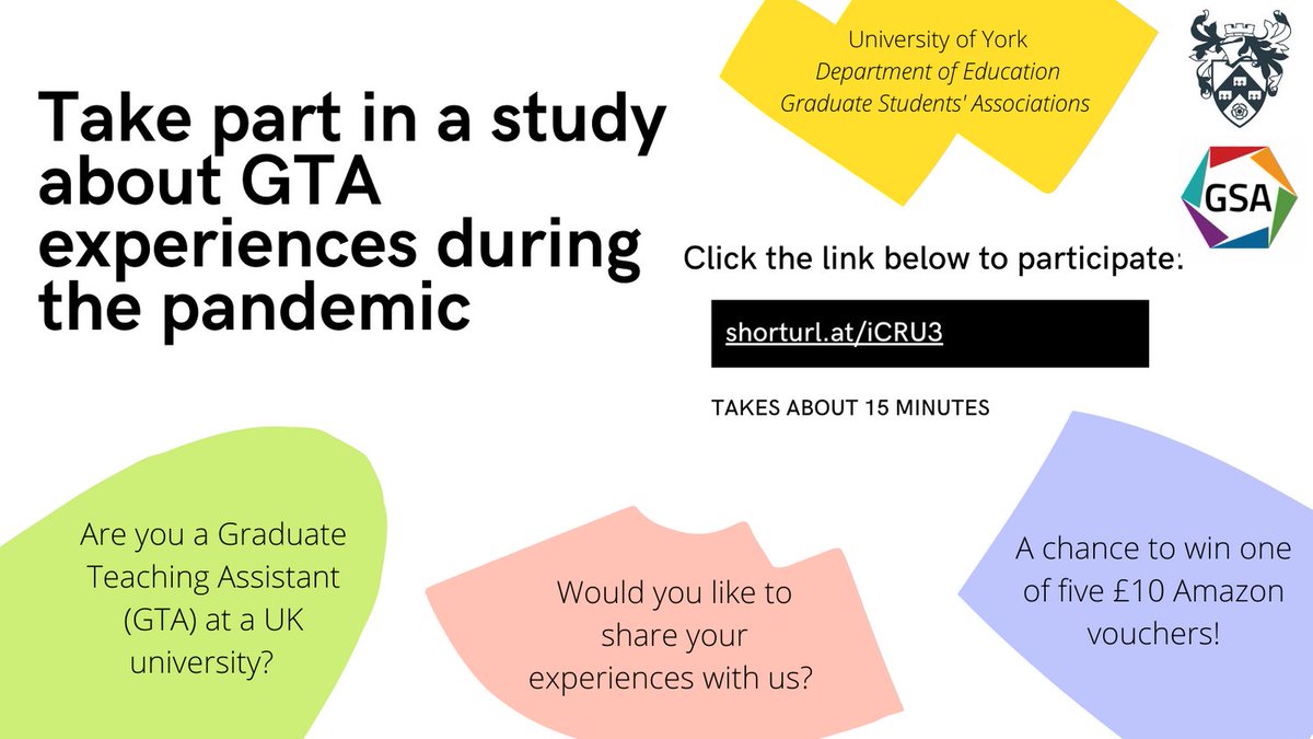 My amazing colleagues and I are conducting a study to better understand Graduate Teaching Assistants' experiences of teaching at UK universities during the pandemic. 
Please participate and share!
shorturl.at/iCRU3
#PhDChat #AcademicTwitter