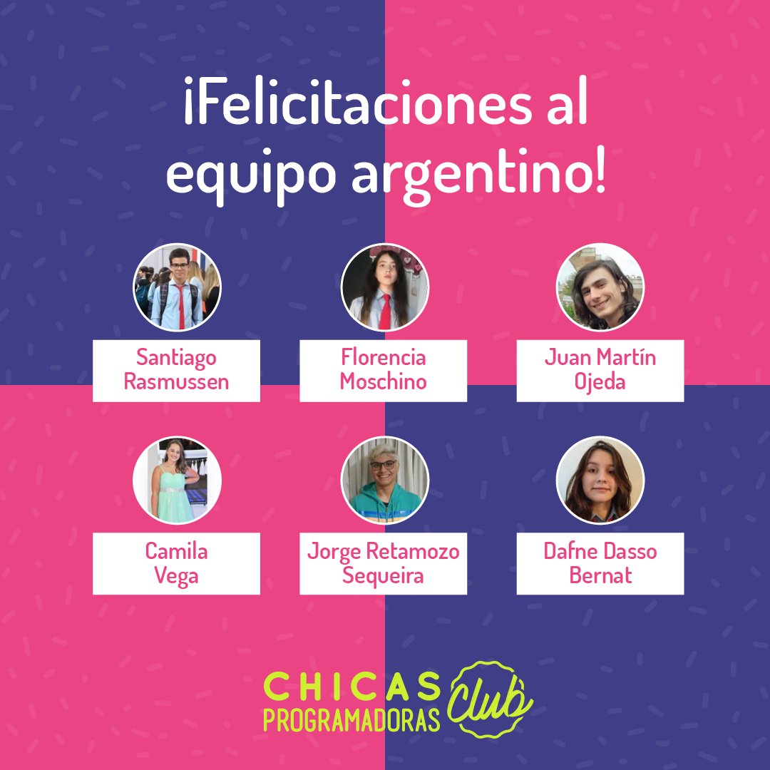 Desde Club de Chicas Programadoras queremos felicitar a todo el equipo🍰🎉 argentino, chicas🙋🏼 y chicos🙋‍♂️ que han puesto todo su voltaje🔌, circuitos y procesadores en el First Global 🌎 Challenge 2020. 

Es un honor que nos hayan representado personas con tal capacidad y esmero.
