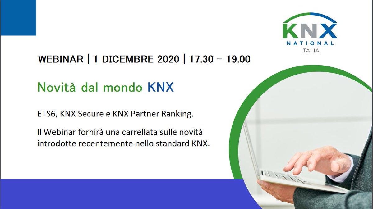 KNXproITA's tweet photo. 💡REGISTRATEVI AL SEGUENTE LINK: https://t.co/HFHgeGDfpq💡Ultimi posti disponibili! Domani 1 dicembre si terrà il Webinar "Novità dal mondo KNX" https://t.co/lJ08tXivRm