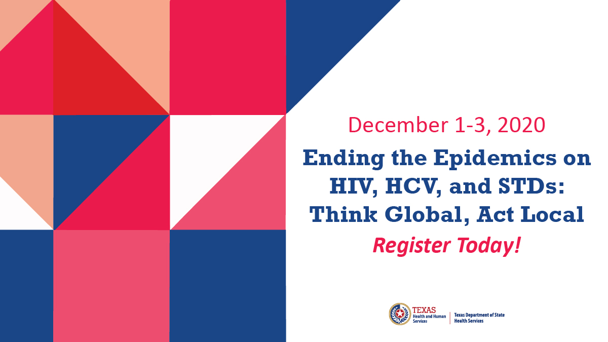 TexasDSHS's tweet photo. The 2020 Texas HIV/STD Conference takes place on December 1-3, 2020. Attendance is free and open to anyone, and we encourage health professionals and community stakeholders to join us. To register or learn more, visit: https://t.co/QZaopIMeMB #TxHIVSTDConf https://t.co/mMMwAarbso