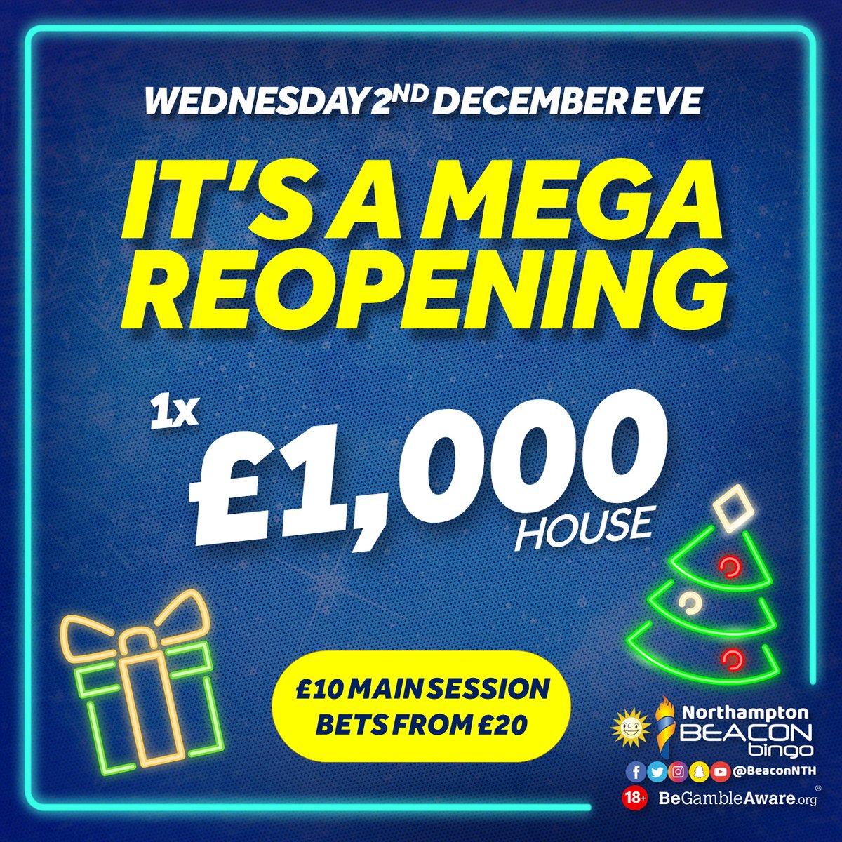 BuzzBingoNTH's tweet photo. 🔞 https://t.co/RUTYVPS6HN

WEDNESDAY 2ND DECEMBER EVE: IT’S A MEGA REOPENING! LAST HOUSE GUARANTEED £1000! 

#StaySafe #ChooseBeacon #BeaconNTH https://t.co/lGtW4aGvYd
