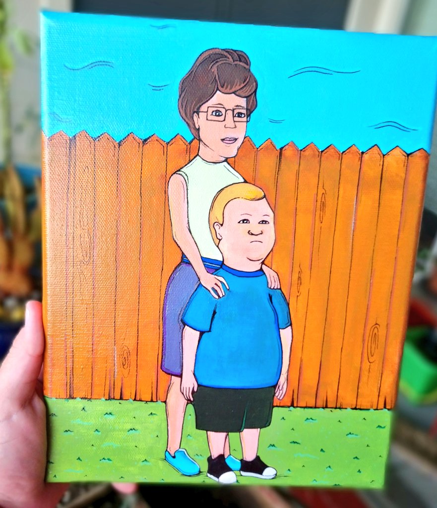 LaneyGreen6's tweet photo. My Peggy &amp; Bobby Painting 🤗 Any King of The Hill Fans??

#kingofthehill #peggyhill #bobbyhill #peggy #bobby #acrylicpainting #fanart #mikejudge #cartoons #animated #characterart #characters #yup #texas #arlentexas #ArtistOnTwitter #texasartist #Original #lgart https://t.co/xkXfYvQkSC