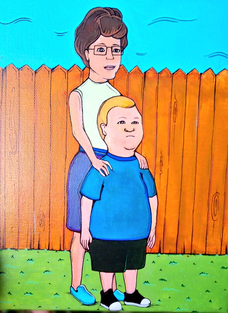 LaneyGreen6's tweet photo. My Peggy &amp; Bobby Painting 🤗 Any King of The Hill Fans??

#kingofthehill #peggyhill #bobbyhill #peggy #bobby #acrylicpainting #fanart #mikejudge #cartoons #animated #characterart #characters #yup #texas #arlentexas #ArtistOnTwitter #texasartist #Original #lgart https://t.co/xkXfYvQkSC