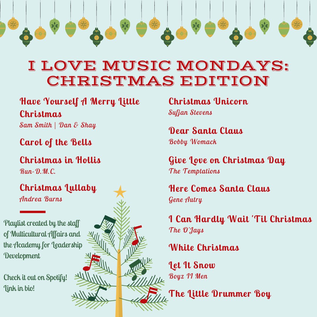 Christmas is here early! Check out our kickoff “I Love Music Mondays” playlist - Christmas Edition, created by our staff and the Academy for Leadership Development. Spotify link in bio