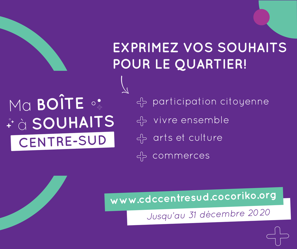 sentierurbain's tweet photo. Faites un souhait pour le Centre-Sud!
Rendez-vous sur 👉https://t.co/vwBUJzTneG
C’est une façon très concrète et facile de partager ce qui est important pour vous et de contribuer au développement du quartier.
Jusqu'au 31 décembre pour transmettre vos mots à la CDC Centre-Sud ! https://t.co/GP5AcaLeh9