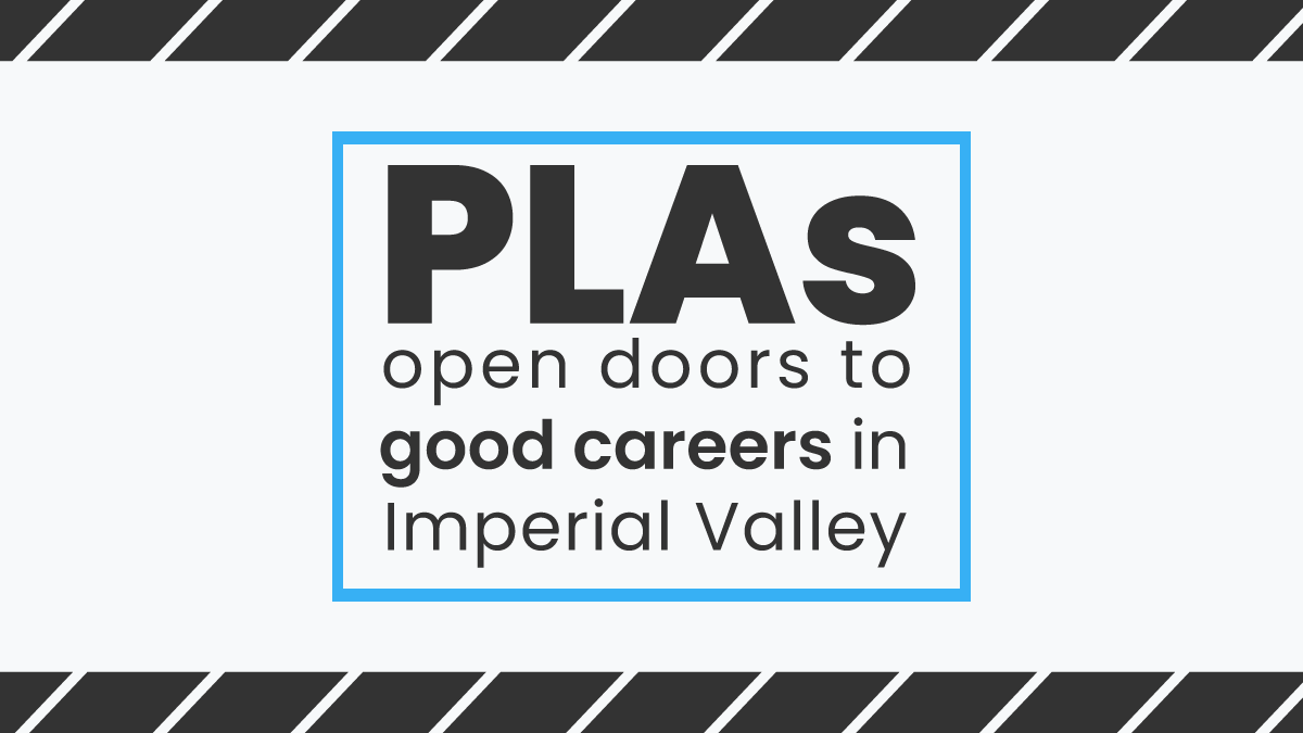 ImperialVJobs's tweet photo. The Valley has tremendous opportunities for growth, and PLAs help ensure we've got the trained workers right here to do the work to keep our community moving forward. #PLAsWork #ImperialValley https://t.co/rGRfrTUGTb