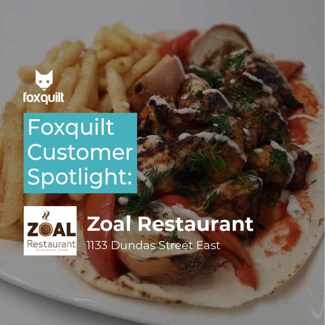 FoxquiltDen's tweet photo. Today we're shining the #Foxquilt Customer Spotlight on Zoal #Restaurant! They specialize in delicious Sudanese food and have their #grandopening today at 1133 Dundas Street East π Takeout or deliver a yummy lunch from them this afternoon! #sudaneseculture #SupportSmallBusiness https://t.co/v5BzYhYTjp