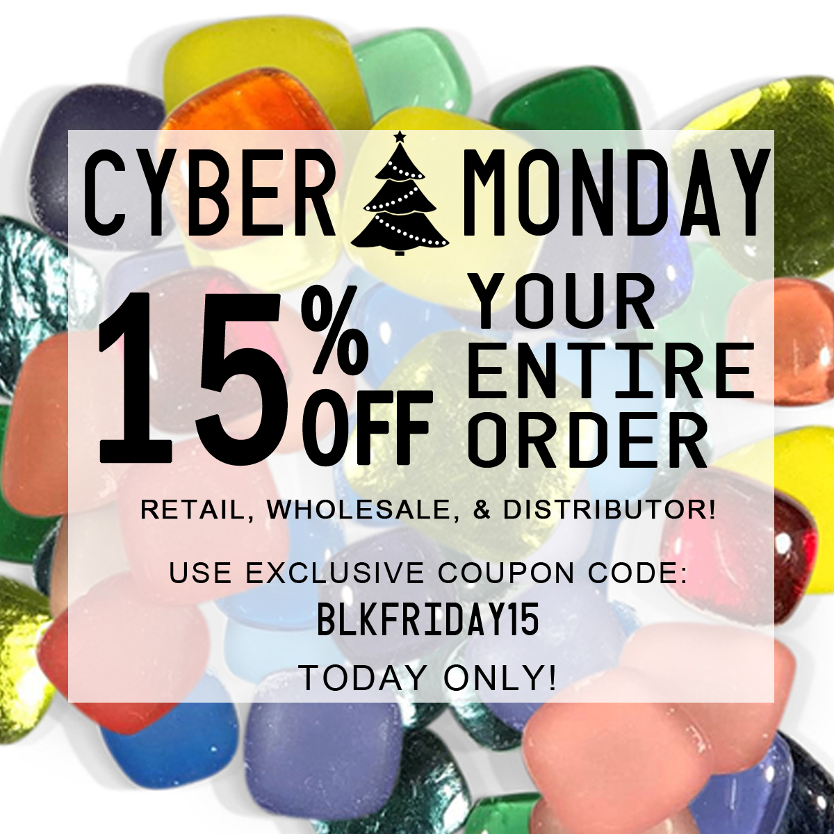 CraftsDT's tweet photo. It's Cyber Monday!!! Get 15% Off your entire order. Use coupon code BLKFRIDAY15 at checkout. TODAY ONLY!
*EXCLUDES PRECISION 2000 &amp; CLEARANCE* 

#CYBERMONDAY #DIAMONDTECHCRAFTS #MOSAICCRAFTS #GLASSCRAFTS https://t.co/6nX94OJUlC