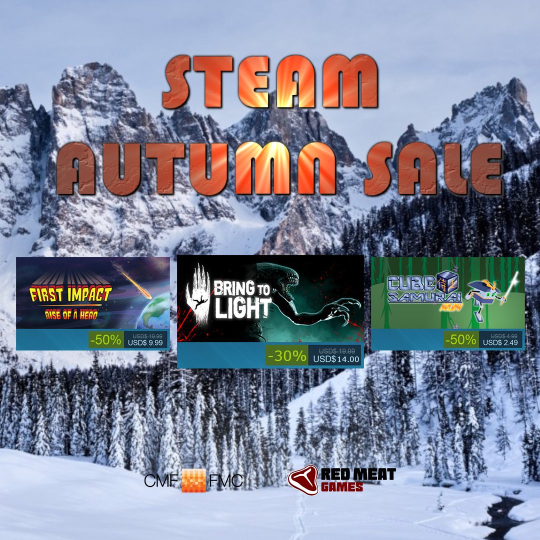 RedMeatGames's tweet photo. It's not too late! The Steam Autumn Sale is still on. Be sure to check out our Steam page and get some great Red Meat Games titles today.
https://t.co/F46JBJp5OL
#redmeatgames #rmg #gamedev #indiegamedev #devathome https://t.co/KXijNJO2qQ