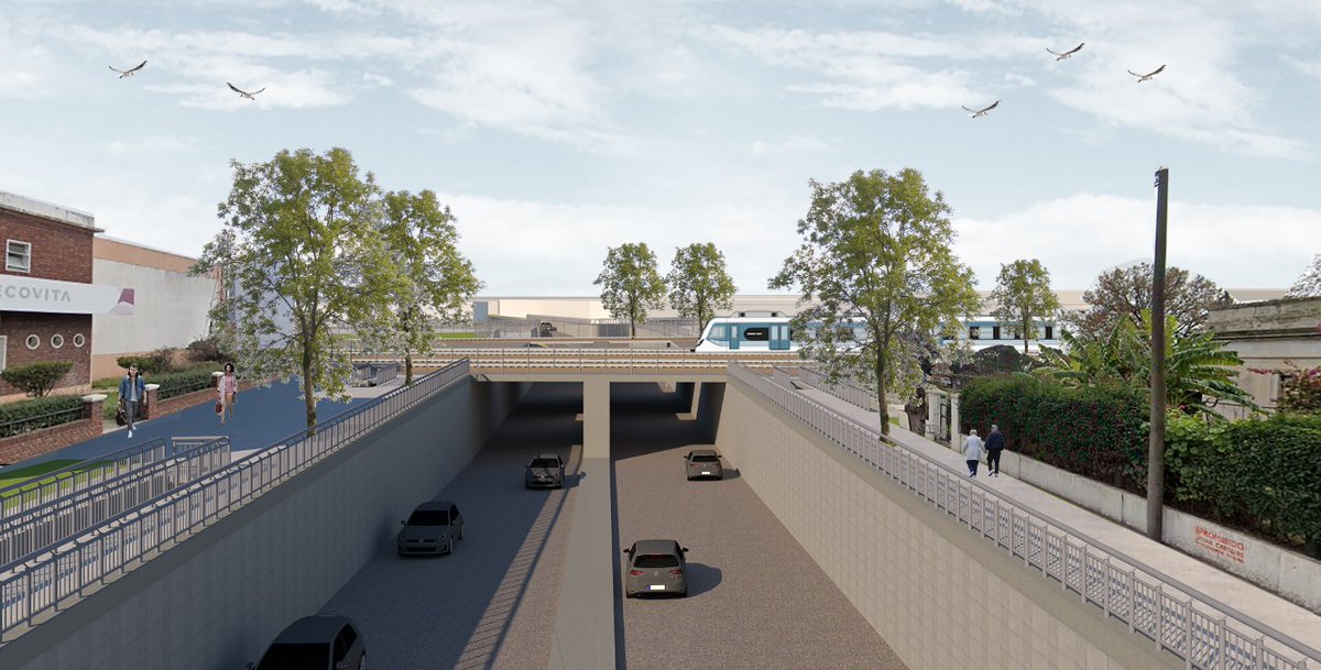 mariomeoni's tweet photo. Así será el Paso Bajo Nivel en mi querida ciudad de Junín. 
Esta obra necesaria, cuyo proyecto fue coordinado con el municipio, es trascendente y esperada por vecinos y vecinas.
Unirá la ciudad y generará beneficios para el tránsito y para el sistema ferroviario. https://t.co/Y0SRWwGMQM