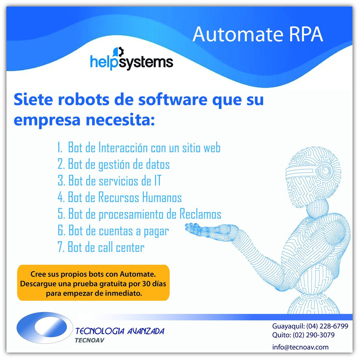 tecnoav's tweet image. Cree sus propios #bots y descargue una prueba gratuita aquí:

helpsystems.com/.../prueba-gra…...

#RPA #Helpsystems #robots #bots #software #TecnologiaAvanzada #Tecnoav #SolucionesInformaticas #TI #tecnologia #automatizacion #Automate