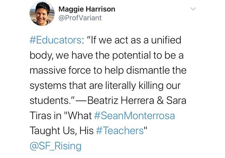 CCSFCollective's tweet photo. CCSF Collective created a #CCSF4Sean contingent in response to Sean’s former prof Beatriz Herrera’s call to action of uniting and prevent senseless student deaths. #Justice4Sean #Justice4AlexNieto https://t.co/ujAcAxCffB