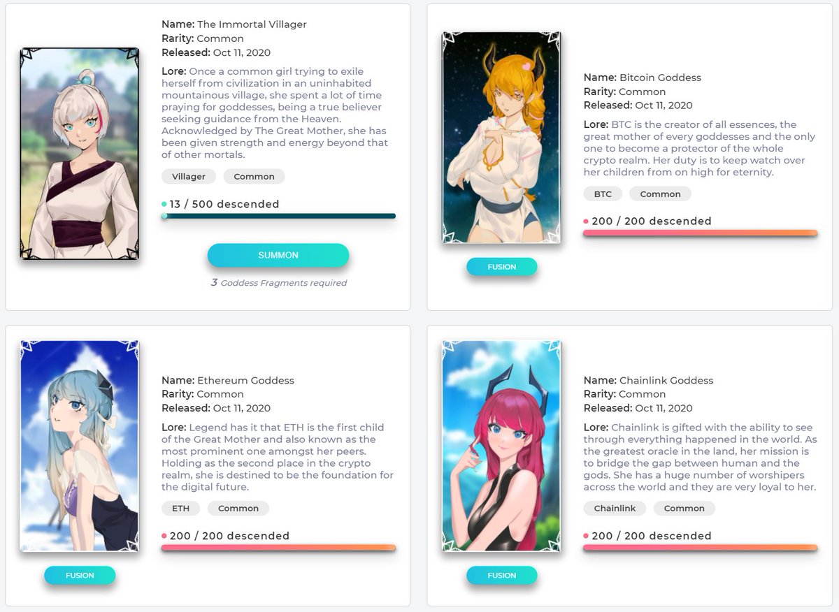 All the $ETH, $BTC, and $LINK goddesses are out of stock.

The only thing you can summon at the moment is the villager, would you do it? 😁

#nftmining #Rarible #Collectible #Digitalart #Cryptoart #NFT #DeFi #YieldFarming #waifu #AnimeArt