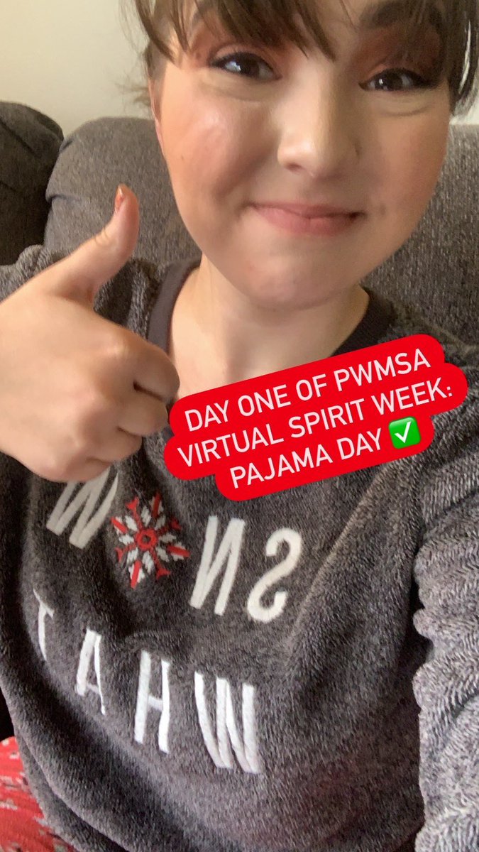 MsRemian's tweet photo. Life has been stressful lately, and I miss seeing students faces, so I have designated this week to be virtual PWMSA Spirit Week! Every day has a theme, and students have to turn their cameras on to check in for the final tally. Day 1: Pajama Day ✅ https://t.co/249Jh6WXDu