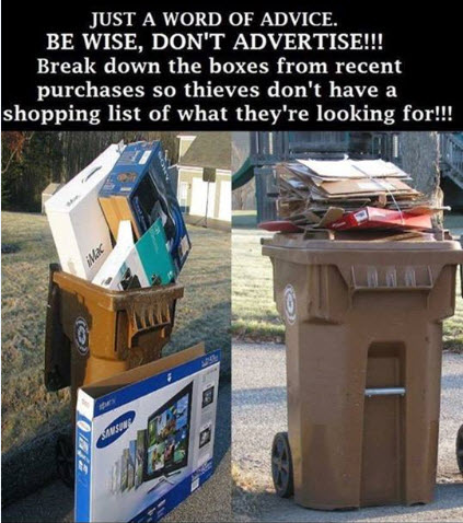 GlenviewILPD's tweet photo. This week when you put out your garbage, #bewisedontadvertise! #recycleyourboxes https://t.co/BkXHyrOK8o
