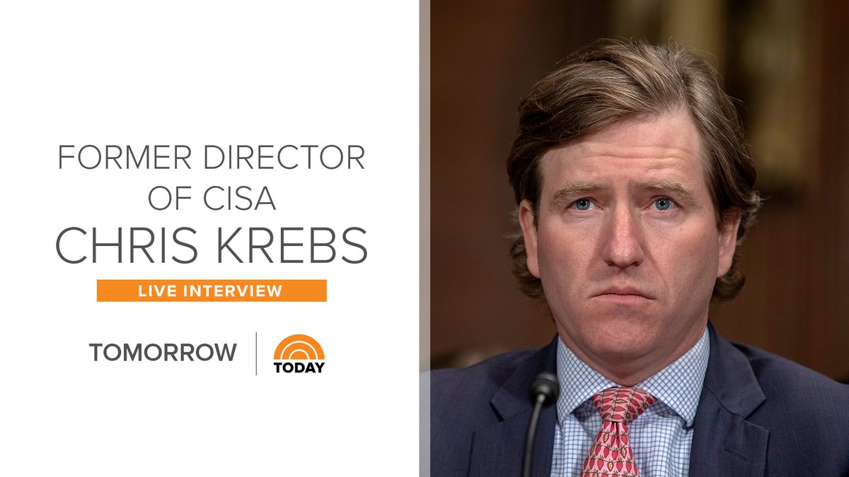 NBCNewsPR's tweet photo. TOMORROW ON TODAY: 

Amid allegations of election fraud, the former Cybersecurity and Infrastructure Security Agency director Chris Krebs joins @TODAYshow for a LIVE interview. 

Tune in to TODAY tomorrow, TUES, 12/1. https://t.co/vgkuPt0HvK