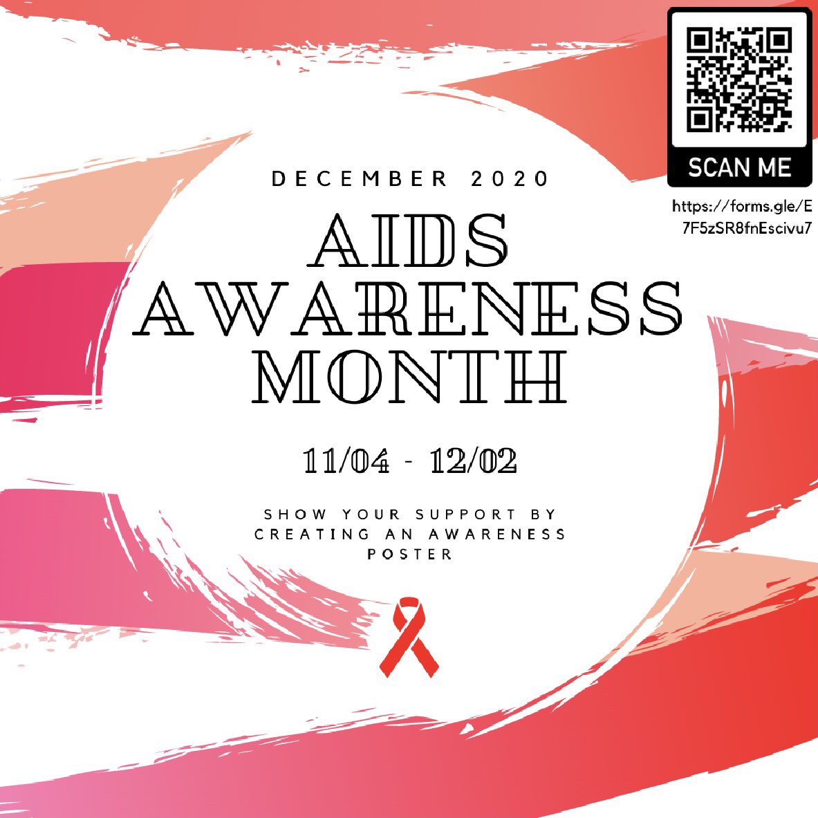 ScNHS wants YOU to create an awareness poster for the month of December to post on our social media accounts. This month’s awareness is AIDS. Submit your poster to the QR code to earn some points!