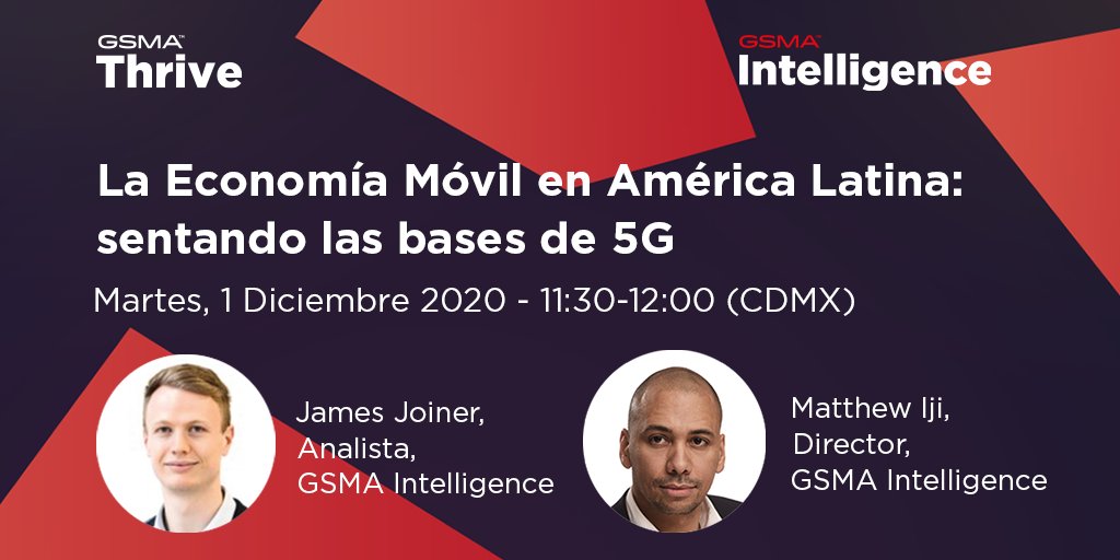 📢Tomorrow: join <a href="/jameswjoiner/">James Joiner</a> and <a href="/Matt_Iji/">Matt Iji</a> for the launch of the #MobileEconomy #LATAM report at #GSMAThrive! Our team will discuss the latest #mobile trends including #4G adoption &amp; the implications of the first #5G launch for LATAM. Register-17:30GMT: bit.ly/3q2yKlA