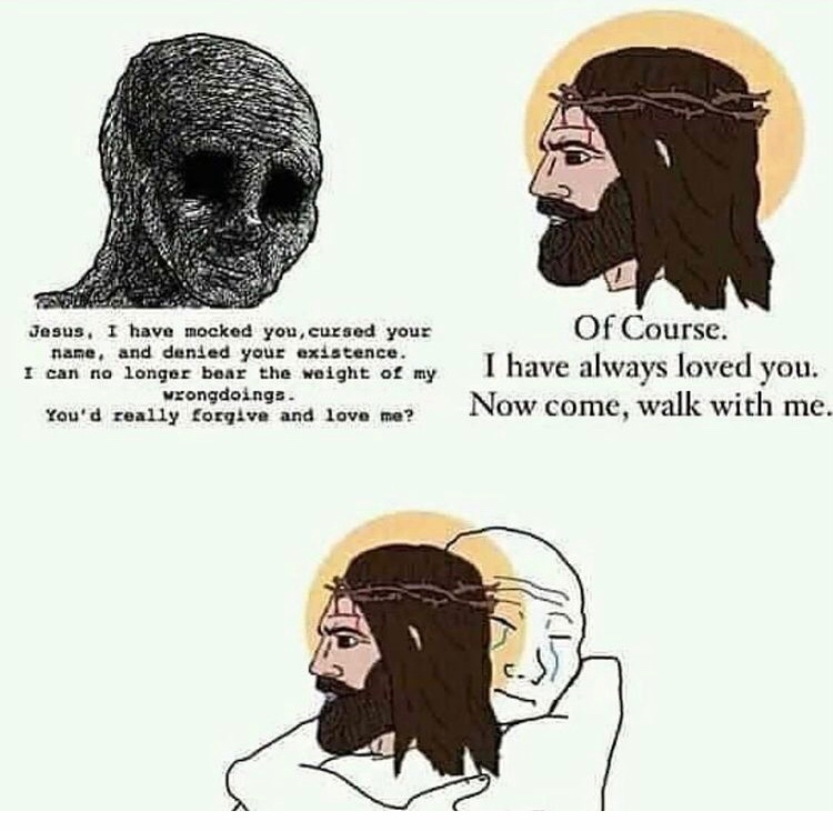 BTom716's tweet photo. @DrWitnesser This meme is for the haters, Jesus still loves you https://t.co/E6uinpUBTD