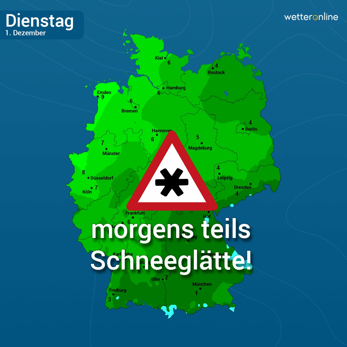 ❗Achtung Autofahrer: Am Dienstag drohen morgens verbreitet glatte Straßen durch kräftige Schneefälle! ❄️❄️❄️
Ob und wann es bei euch schneit, erfahrt ihr auf https://t.co/EWcAspRNno #Wetter #Schnee #Wintereinbruch #Glätte #Verkehr #Dienstag #Eis https://t.co/NoxKxwvRcn
