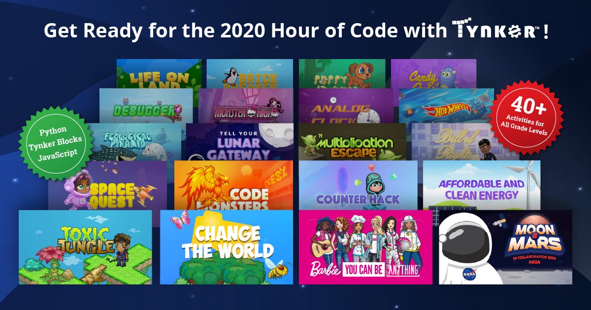 Hour of Code has arrived and <a href="/gotynker/">Tynker</a> has you covered!

Create a fun, easy #HourofCode for your students with Tynker! Get access to 40+ FREE Hour of Code activities for K-12, sign up for training and much more!

Get started right here 👉 gotyn.kr/3qbq6Bs

#CSEdWeek #CSK8