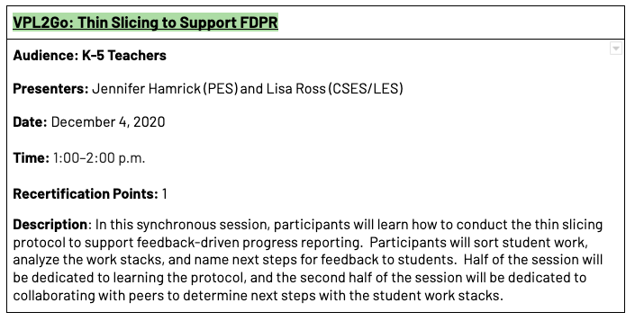 LearningLex1's tweet photo. #VPL2Go Reminder: Be sure to join us as we explore the "thin slicing protocol" and how it can support feedback-driven progress reporting.  Facilitated by Lisa Ross &amp; @LiteracyJen.  More info is below and was sent out via school email.  All @LexingtonOne ES educators are welcome. https://t.co/OO7uHPAAGc