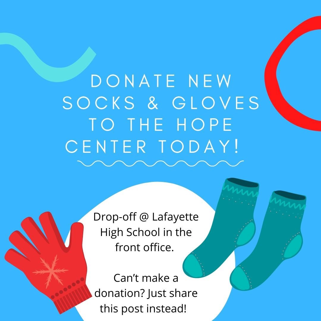 LHSGenerals_Art's tweet photo. BETA is now accepting donations of new gloves and socks for the Women’s Hope Center. You can drop-off gloves/socks in the front office between Nov. 30th - Dec. 11th! Let’s help keep someone warm ❄️ 🧤 🧦 https://t.co/jeuCucRrFm