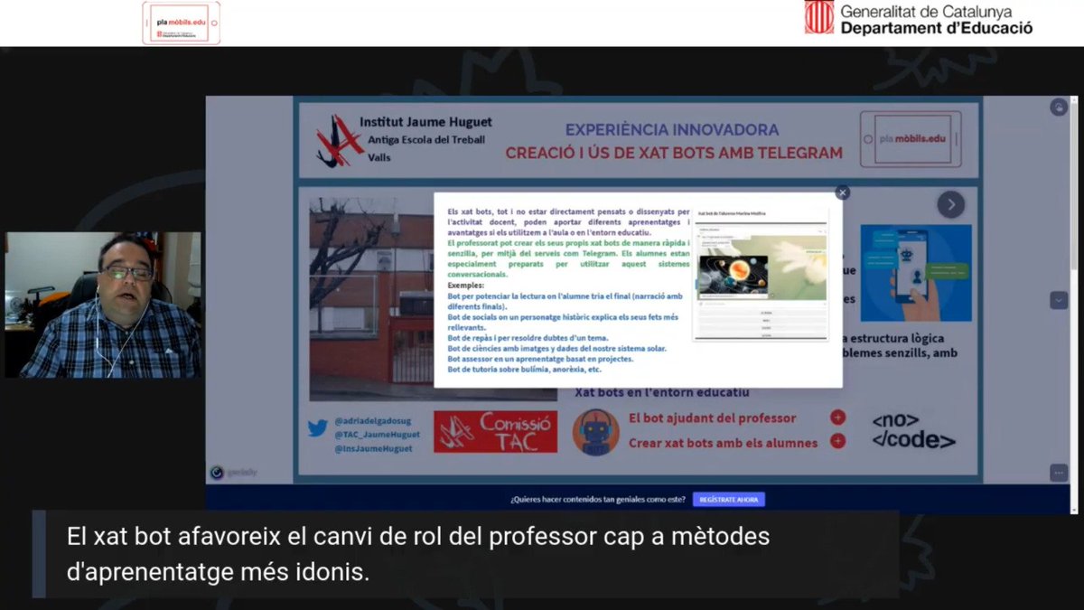 InsJaumeHuguet's tweet photo. Els alumnes creadors digitals amb els xat bots de l'@InsJaumeHuguet. Avui hem compartit la nostra experiència durant la Jornada de #DispositiusMòbils a l'aula #MobilsEdu, organitzada per @xtec. https://t.co/fHaa3OcIkl