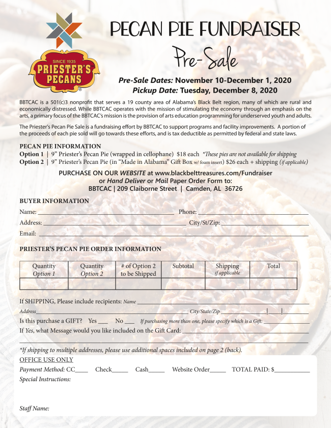 Tomorrow is your last chance...Pecan Pie Pre-Sale to support BBTCAC Programs is almost over!!! conta.cc/3ngsXXD