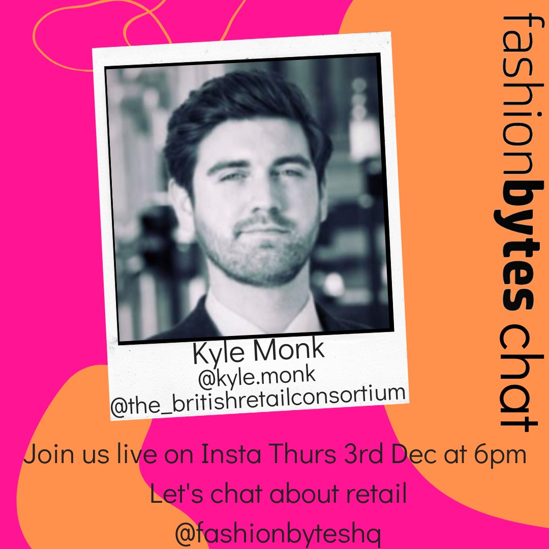We're delighted to have Kyle Monk, Director of Insight at the British Retail Consortium <a href="/the_brc/">The British Retail Consortium</a> the voice of #British retail join us on Thurs 6pm on Insta chatting all things #retail. 

#fashion #brexit #hub #community #business #fashionbyteschat #sustainability #fashiontalk