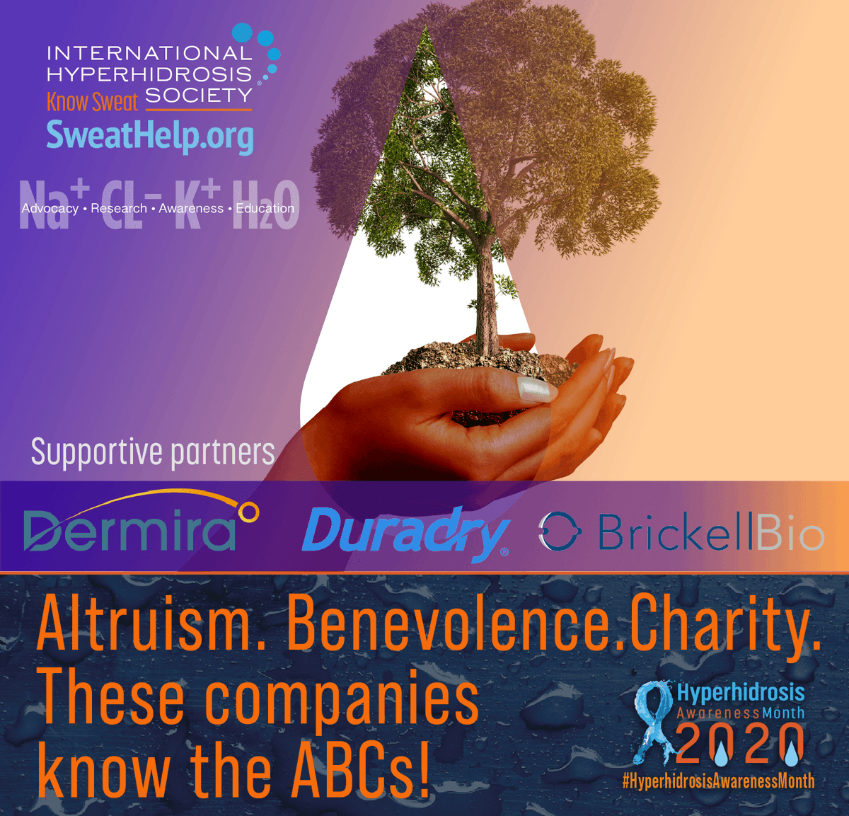 WeKnowSweat's tweet photo. #ExcessiveSweating is common, impactful & treatable. #Thanks to #HyperhidrosisAwarenessMonth sponsors @BrickellBio @DermiraInc & @duradry whose support made our 2020 #HyperhidrosisAwarenessMonthNovember possible #KnowSweat2020 #KnowSweat https://t.co/mPtd3aPoWB #CorporateGiving https://t.co/txkV8WFaq8